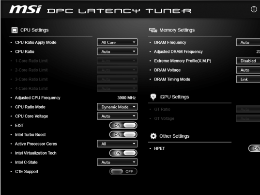 MSI DPC Latency Tuner Screenshot 1