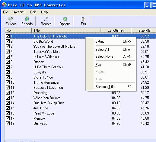 Free CD to MP3 Converter Screenshot 1