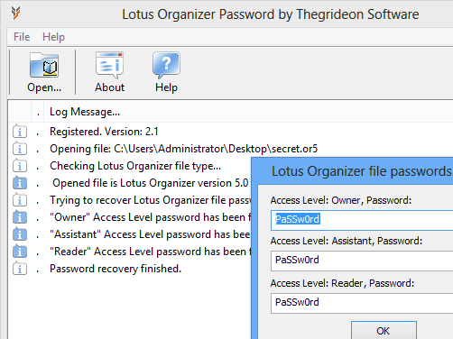 Lotus Organizer Password Screenshot 1