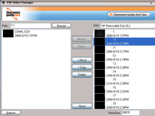 PSP Video Manager Screenshot 1