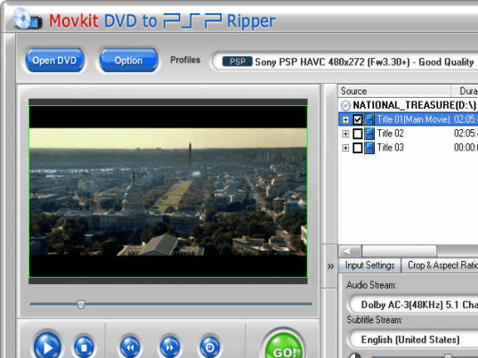 Movkit DVD to PSP Ripper Screenshot 1