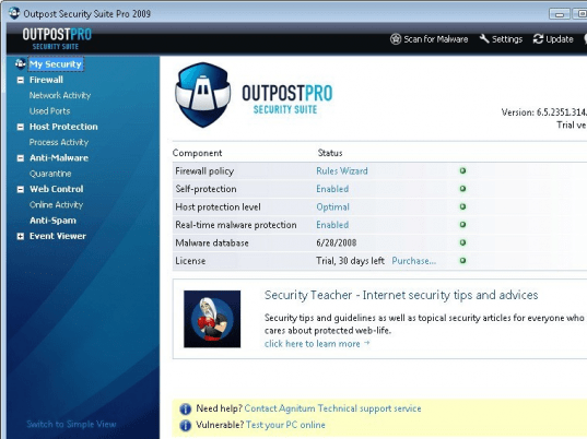 Outpost Security Suite Pro Screenshot 1