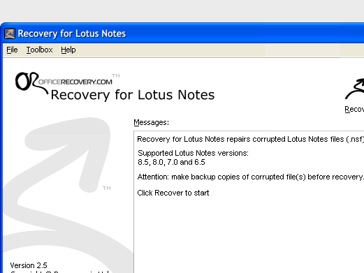 Recovery for Lotus Notes Screenshot 1