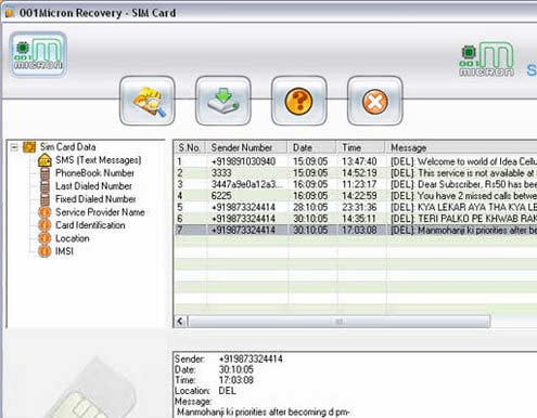 Simcard Data Recovery Software Ex Screenshot 1
