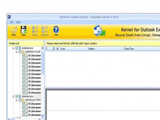 Kernel Outlook Express - Email Recovery Screenshot 1