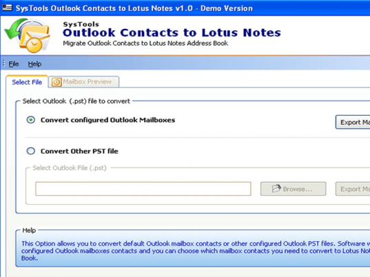 Export Outlook Contacts to Notes Screenshot 1