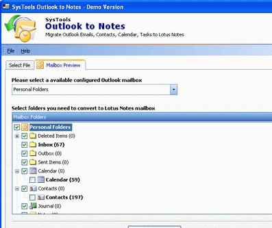Convert Outlook 2003 to Notes 8.0 Screenshot 1