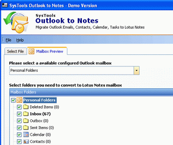 Outlook to Lotus Contacts Transfer Screenshot 1