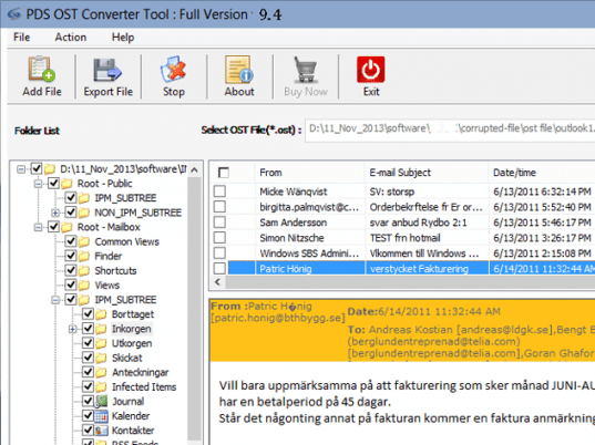 MS Outlook OST to PST Screenshot 1