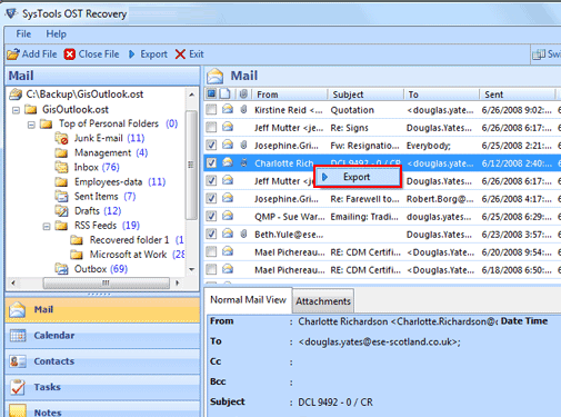 Exchange OST to PST Recovery Tool Screenshot 1