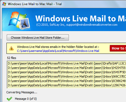 Windows Live Mail to Mac Screenshot 1