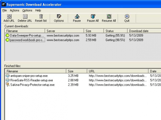 Supersonic Download Accelerator Screenshot 1