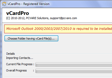Multiple VCF to Outlook Screenshot 1