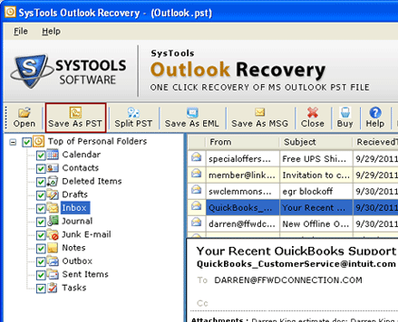 Recover Email from PST Screenshot 1