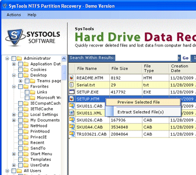 Windows Files Retrieval Tool Screenshot 1