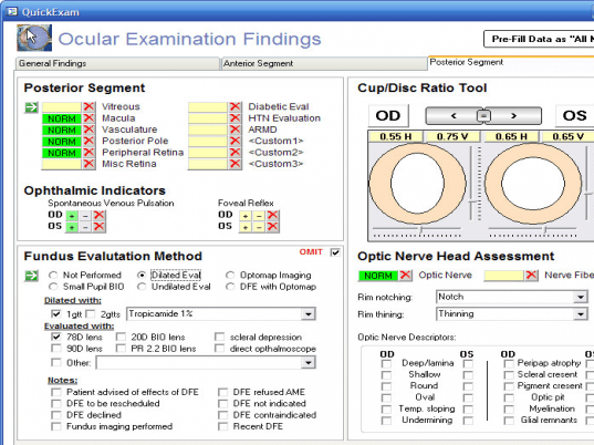 Ophthalmic EMR - ezChartWriter Screenshot 1