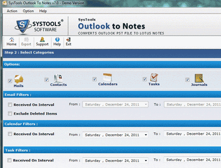 Export Outlook to Notes Screenshot 1