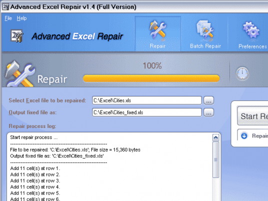 Advanced Excel Repair Screenshot 1