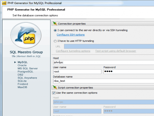PHP Generator for MySQL Professional Screenshot 1
