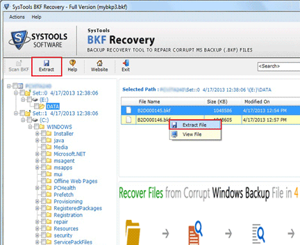 MS BKF File Recovery Screenshot 1