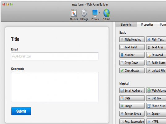CoffeeCup Web Form Builder for OS X Screenshot 1