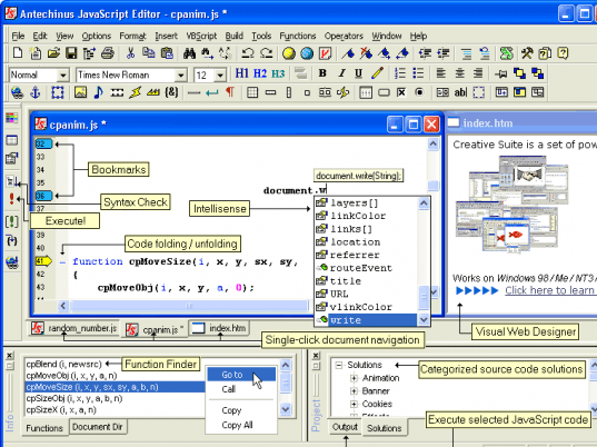 Antechinus JavaScript Editor Screenshot 1