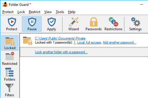 Folder Guard Professional Screenshot 1