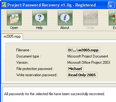 Project Password Recovery Screenshot 1
