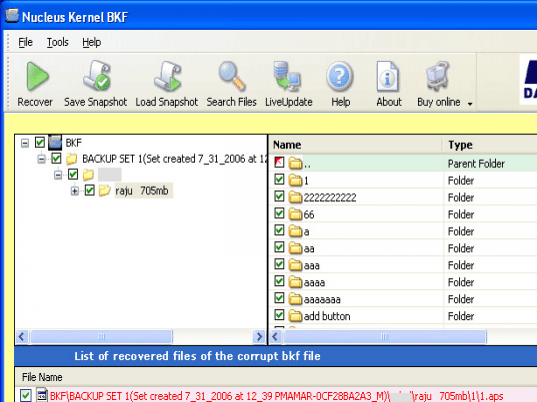 BKF Recovery - Corrupt BKF File Repair Screenshot 1