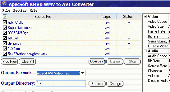 Apecsoft RMVB WMV to AVI Converter Screenshot 1