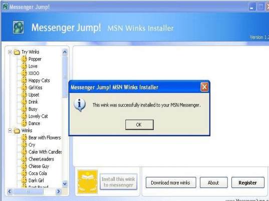 Messenger Jump! MSN Winks Installer Screenshot 1