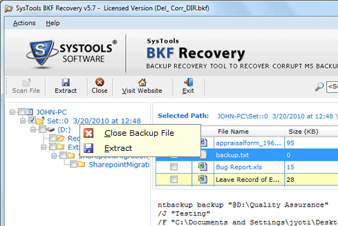 Repair BKF File Software Screenshot 1