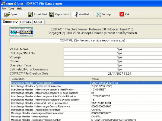 EDIFACT File Data Viewer Screenshot 1