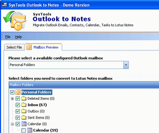 Outlook to Lotus Connector Screenshot 1