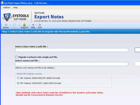 Notes Email Migration Tool Screenshot 1