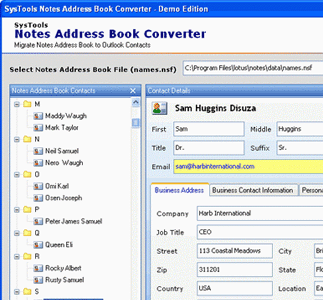Export Contacts from Lotus Notes Screenshot 1