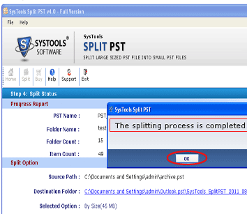 Outsized PST Split Screenshot 1