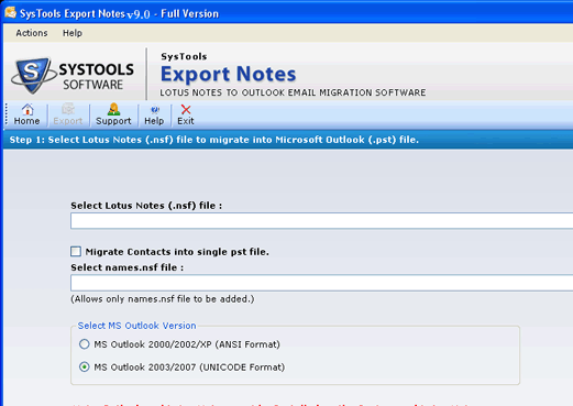 Lotus Notes to ANSI Outlook Screenshot 1