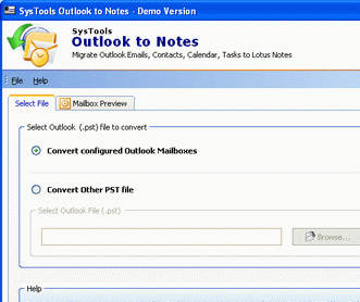 Outlook Inbox files to NSF Screenshot 1