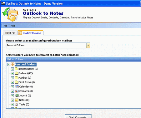 Viewing Outlook Emails in Lotus Notes Screenshot 1