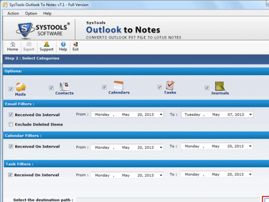 Outlook PST Data Import in Lotus Notes Screenshot 1