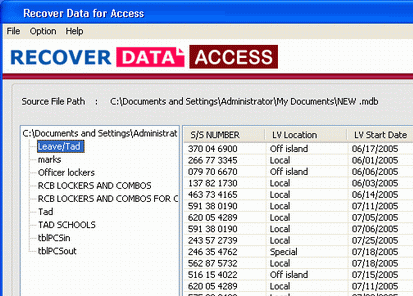 MS Access 2003 Database Recovery Screenshot 1