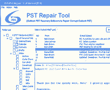 Free PST Repair Tool Screenshot 1