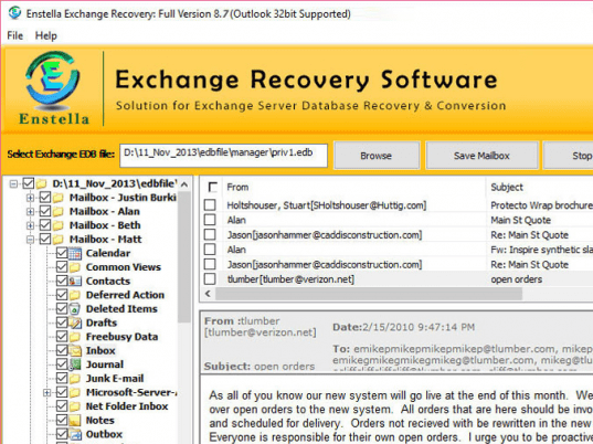 Exchange EDB to PST Recovery Screenshot 1