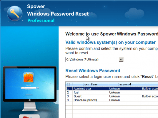 Windows Password Reset Unlimited Screenshot 1