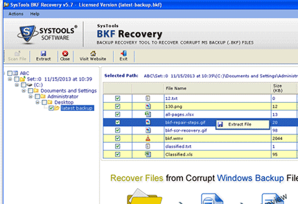 BKF Database Recovery Screenshot 1