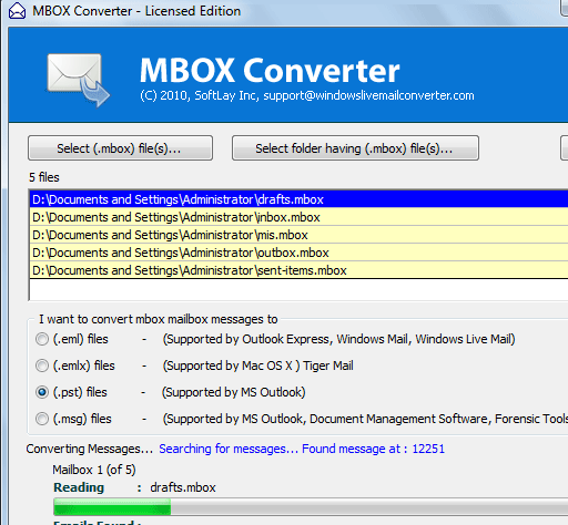 Thunderbird Mail Converter Screenshot 1