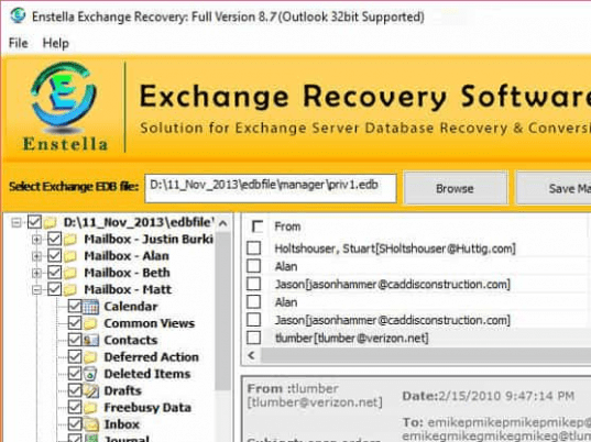 Exchange Email Recovery Software Screenshot 1