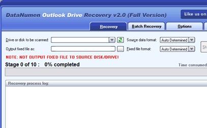 DataNumen Outlook Drive Recovery Screenshot 1