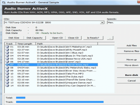 Audio Burner ActiveX Screenshot 1